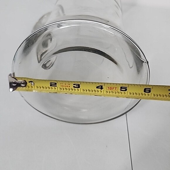 Vintage Glass Clear Pitcher Floral etched Silver Accent Heavy - Picture 9 of 12